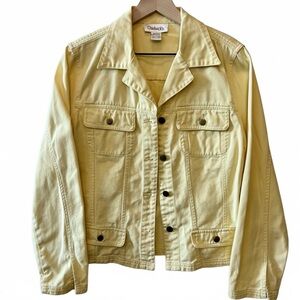 Chadwick’s Butter Light Yellow Denim Jean Jacket Brass Colored Buttons size 16
